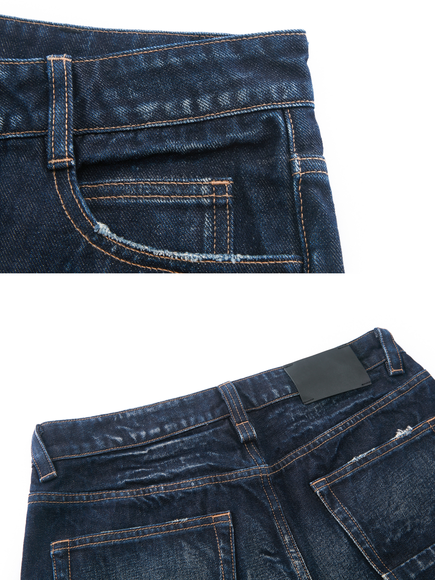 TREE07 Dark Blue Low-Waist Straight-Leg Jeans