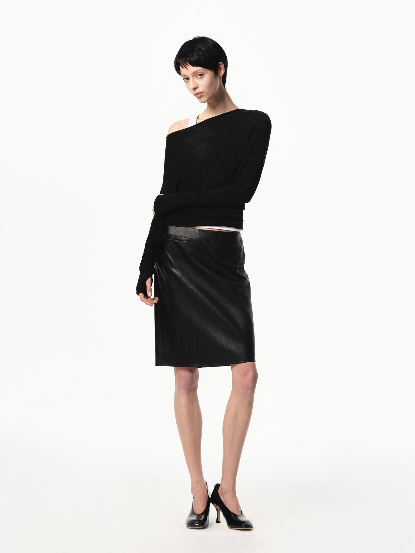 “Classique” Straight Eco-leather Skirt