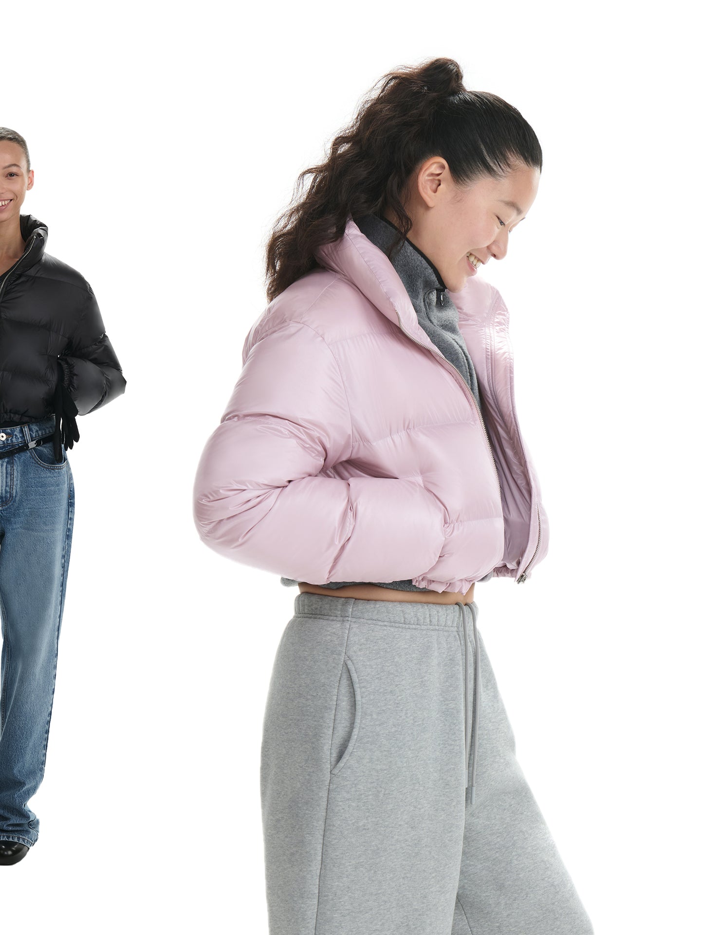 Stand-Collar Cropped Puffer Jacket