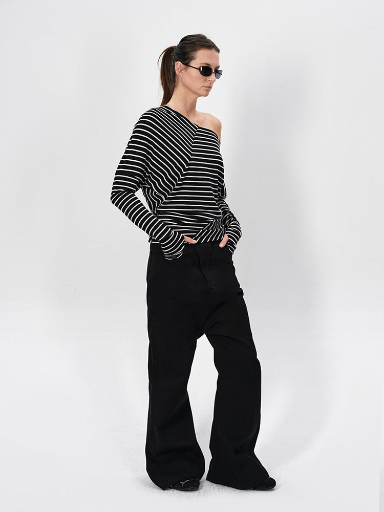 The Asymmetric One-Shoulder Stripe Top