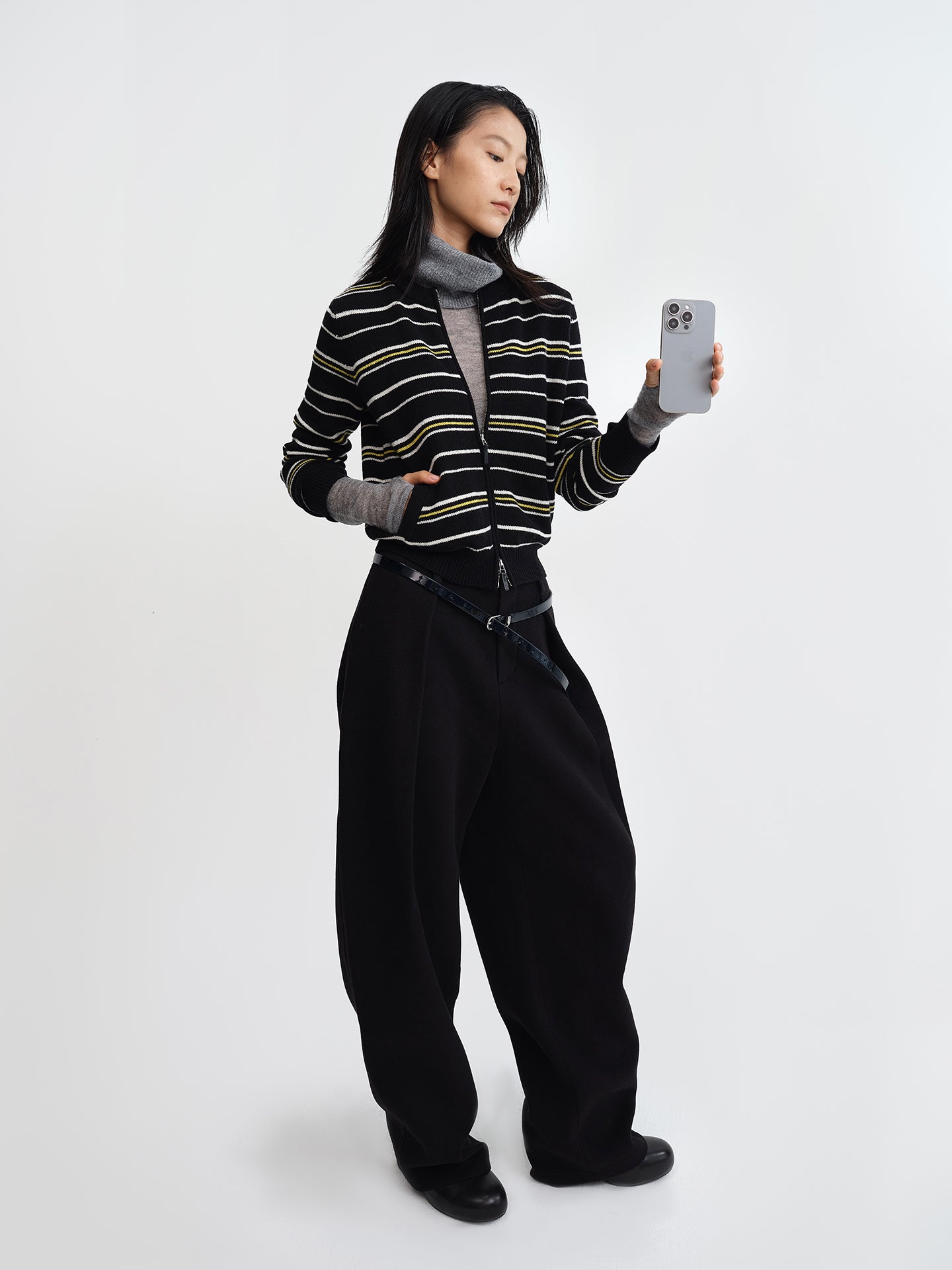 Stripe Wool Cardigan