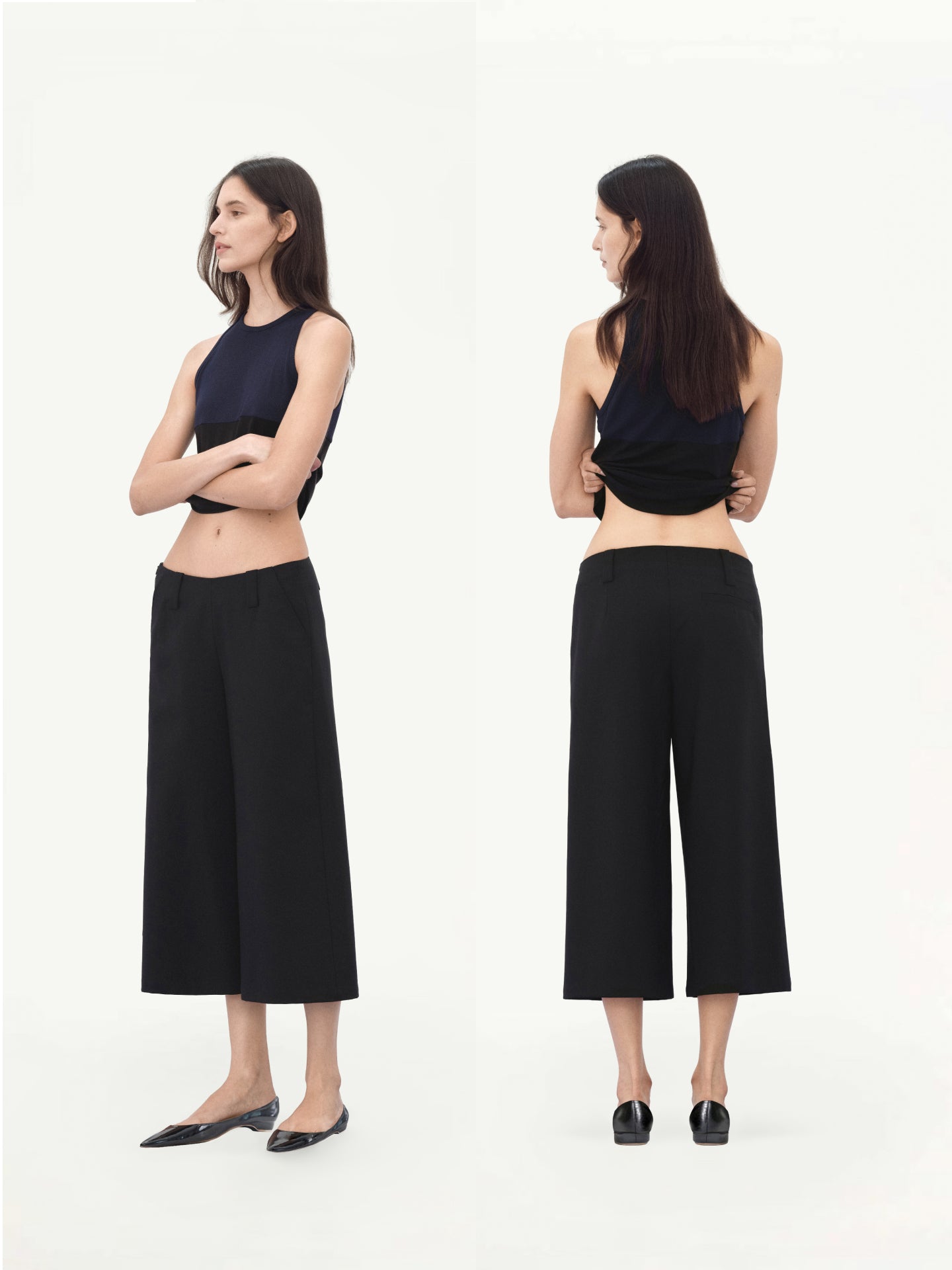 “Classique” Cropped Wide-leg Tailored Trousers
