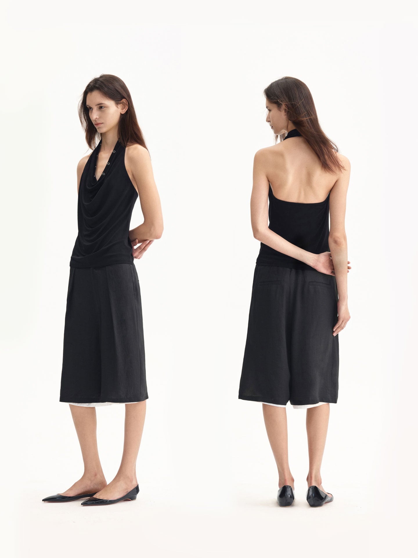 “Soft Flow” Draped Halterneck Top