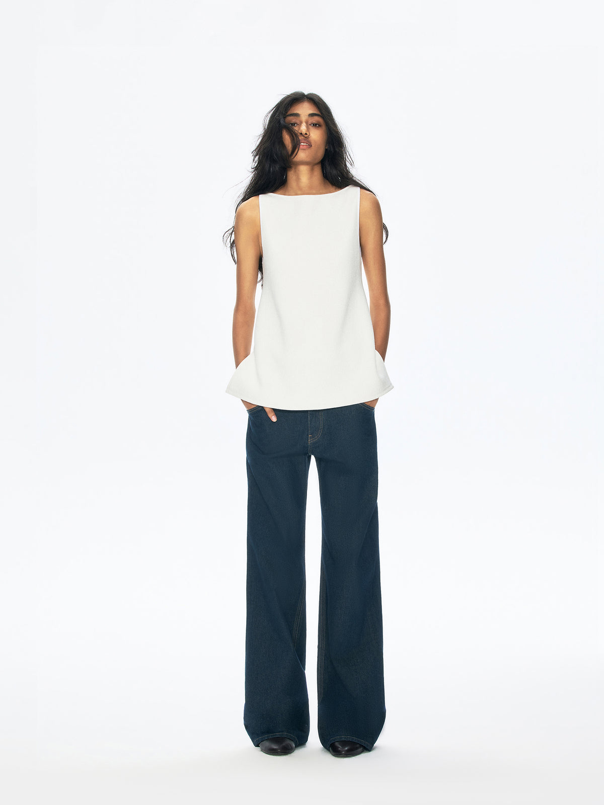 “Picnic Tank” Elegant Off-Shoulder Sleeveless A-Line Top
