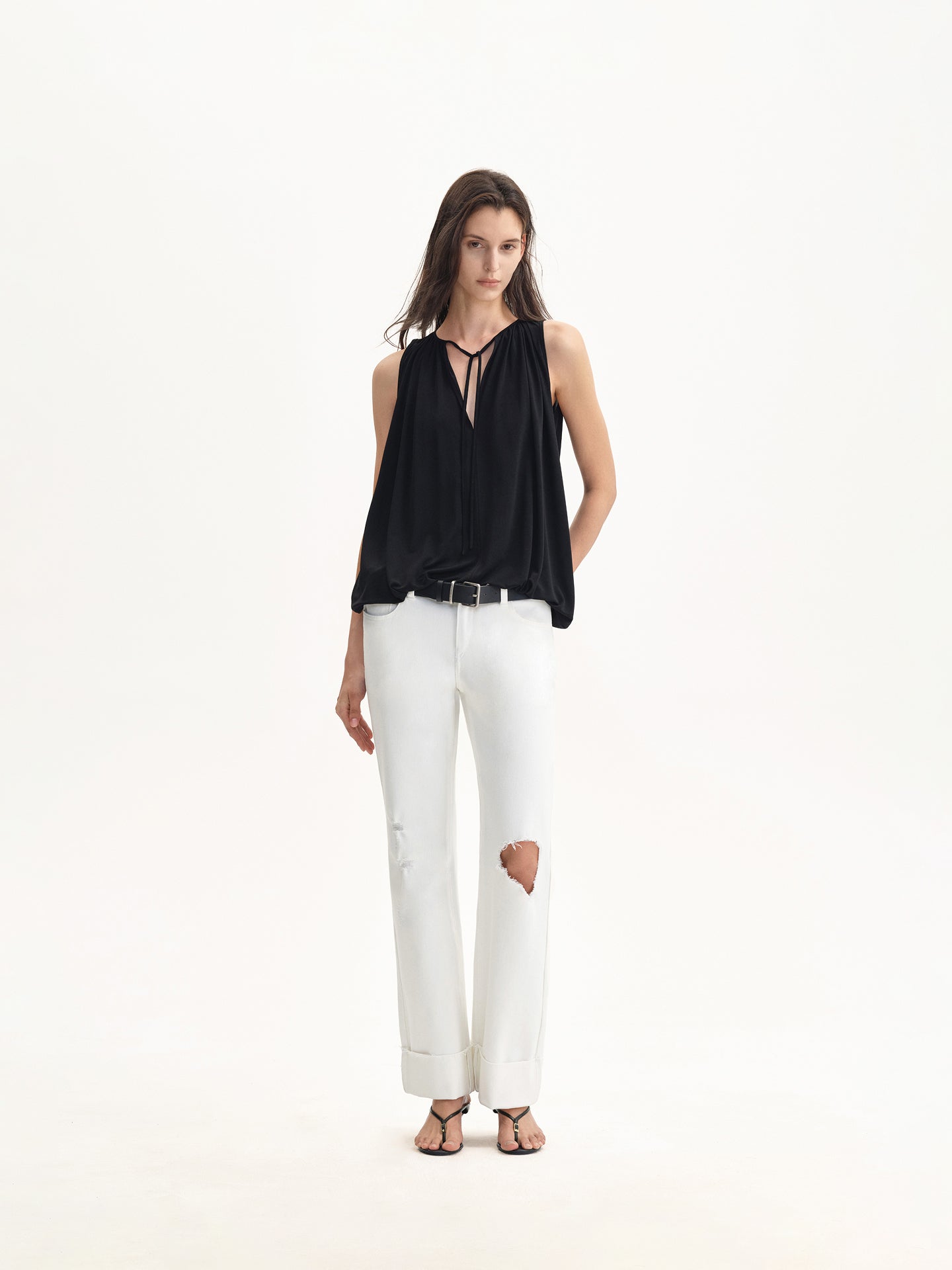 “Soft Flow” Gathered Sleeveless Top