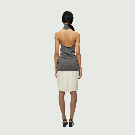 The High Neck Open-back Wool Top