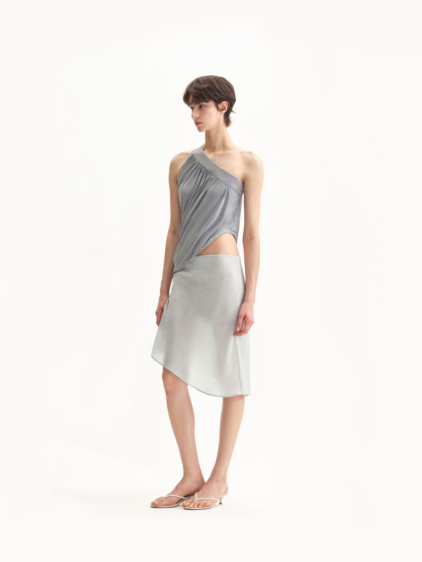 “Soft Flow” Draped One-shoulder Top