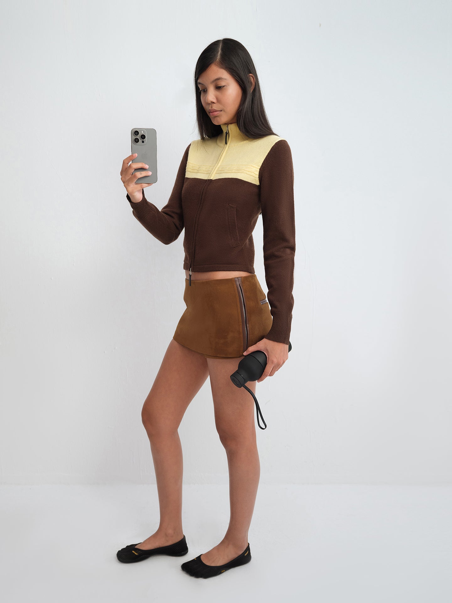 Colorblock Zip Wool Cardigan