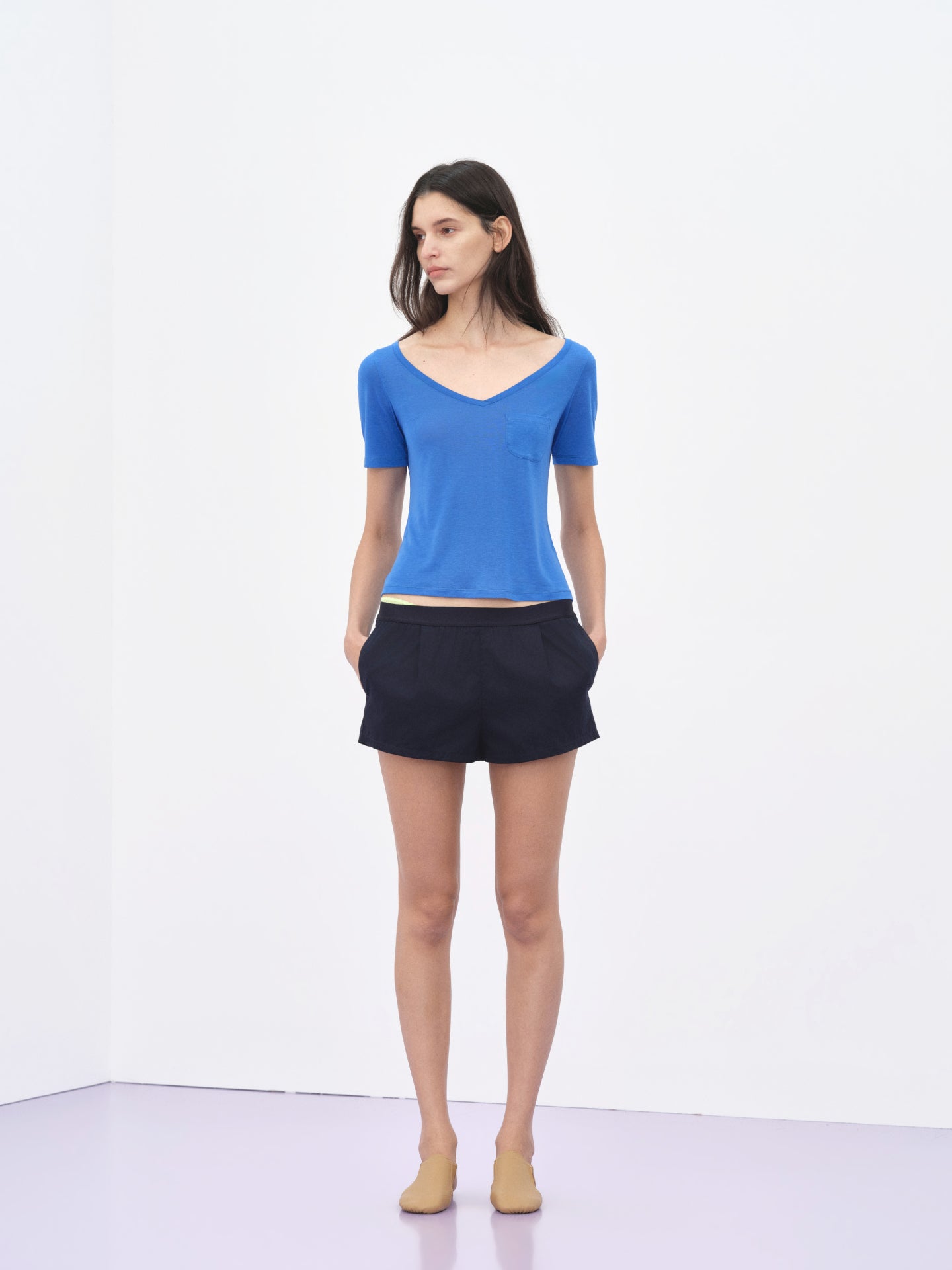 “Take a Walk” Elastic-waist Mini Shorts