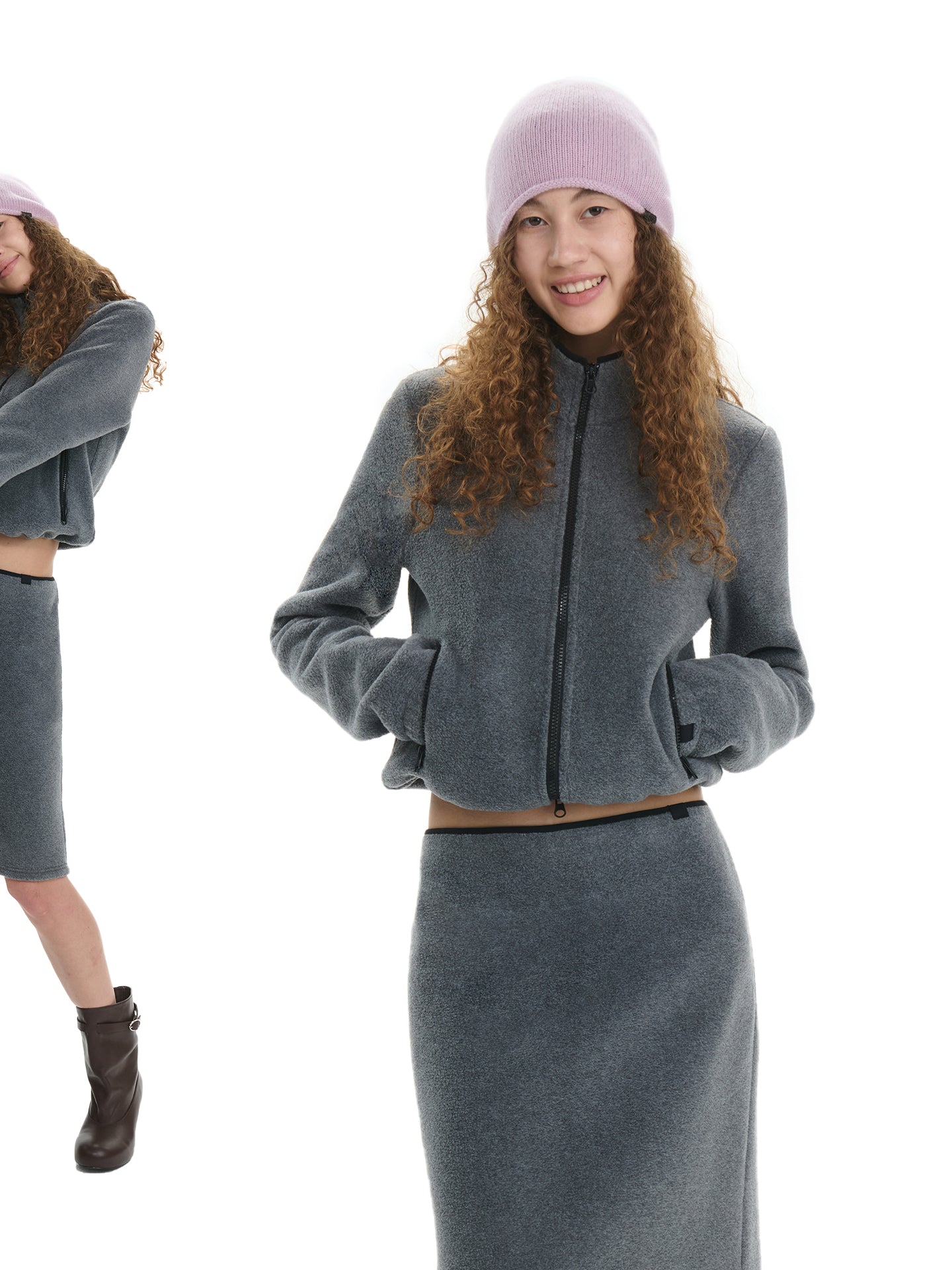 “Take A Walk” Fleece Cropped Jacket