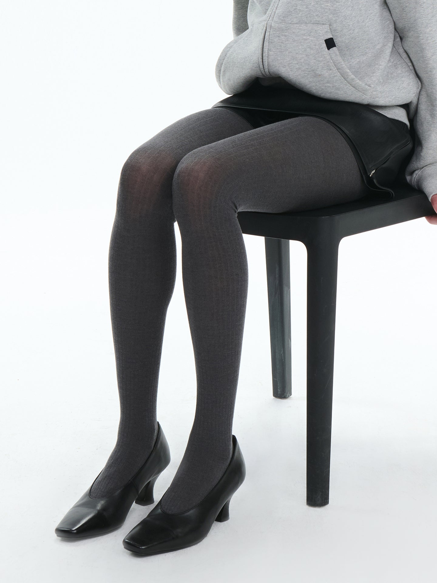Ribbed Wool-Blend Split-Toe Tights