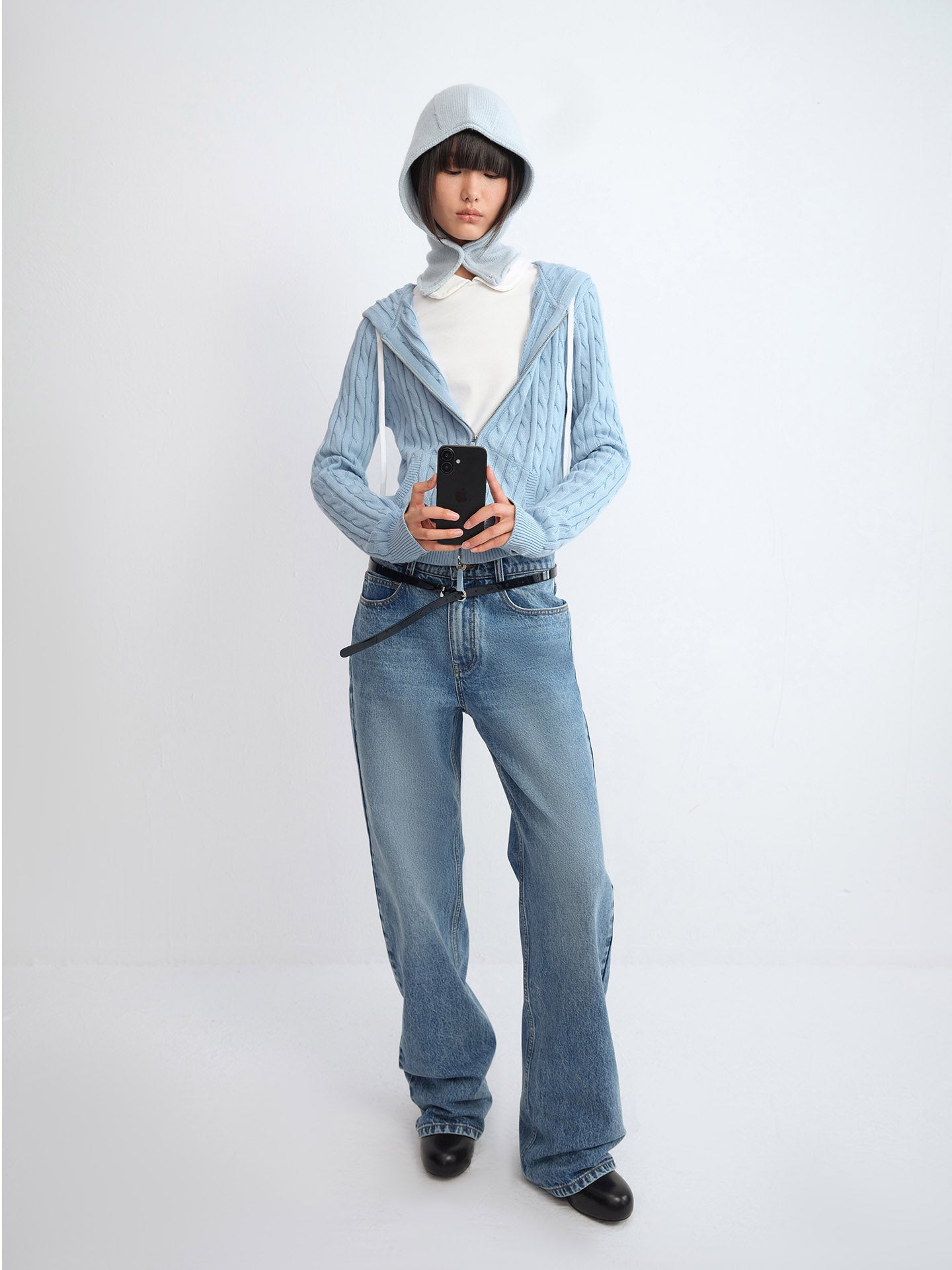 Open-Front Cashmere Balaclava