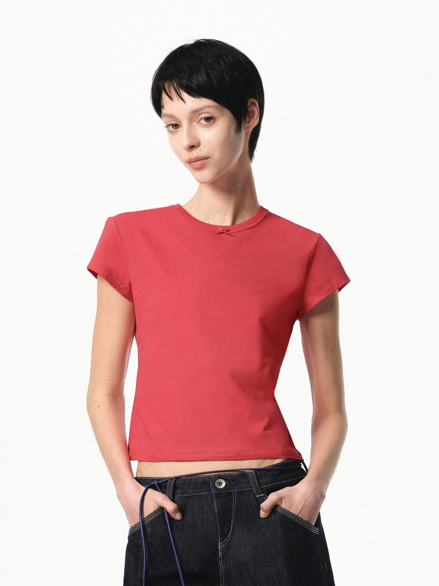 Petite Bow Fitted Tee