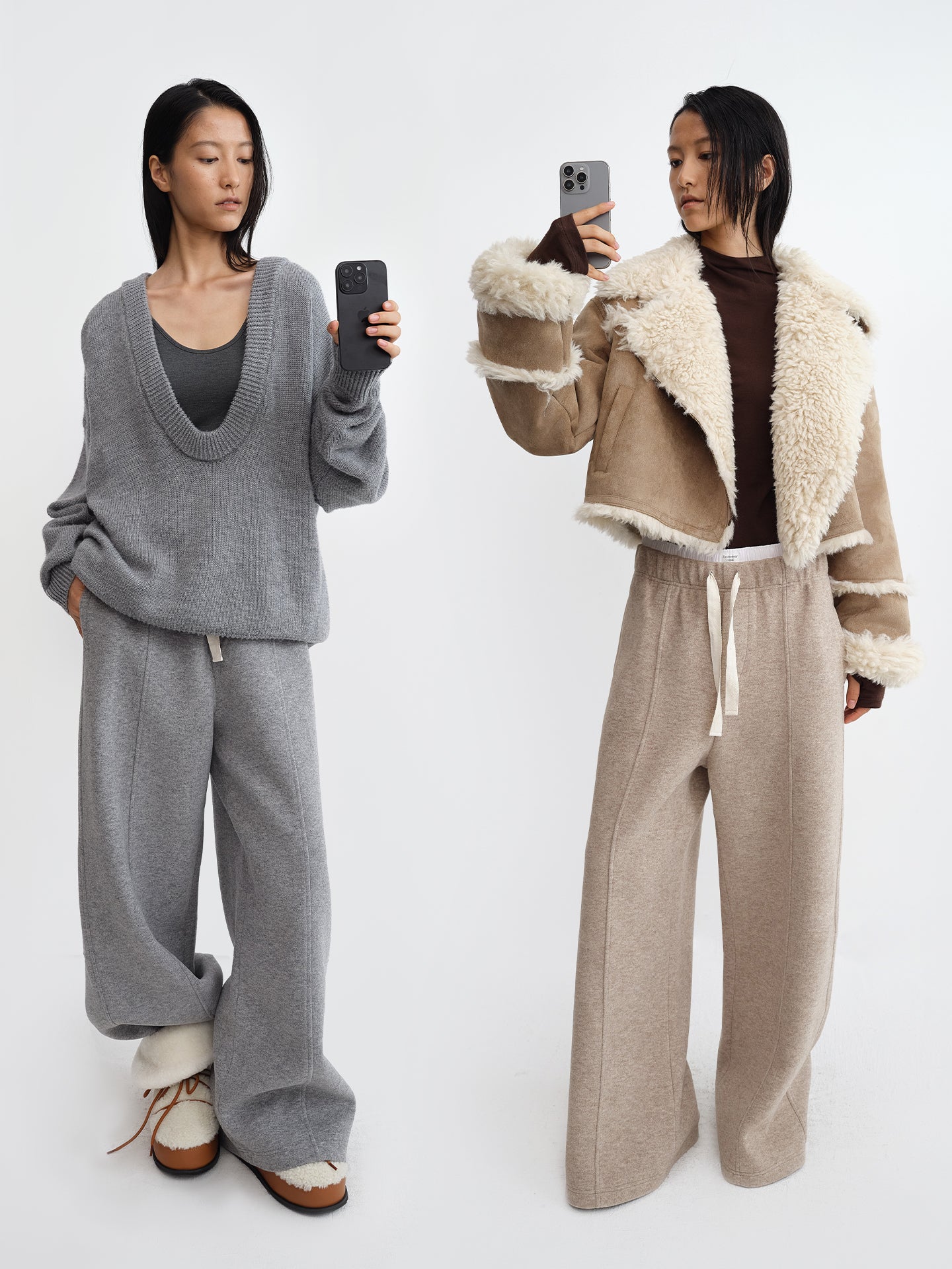 Drawstring Straight-Leg Wool Pants