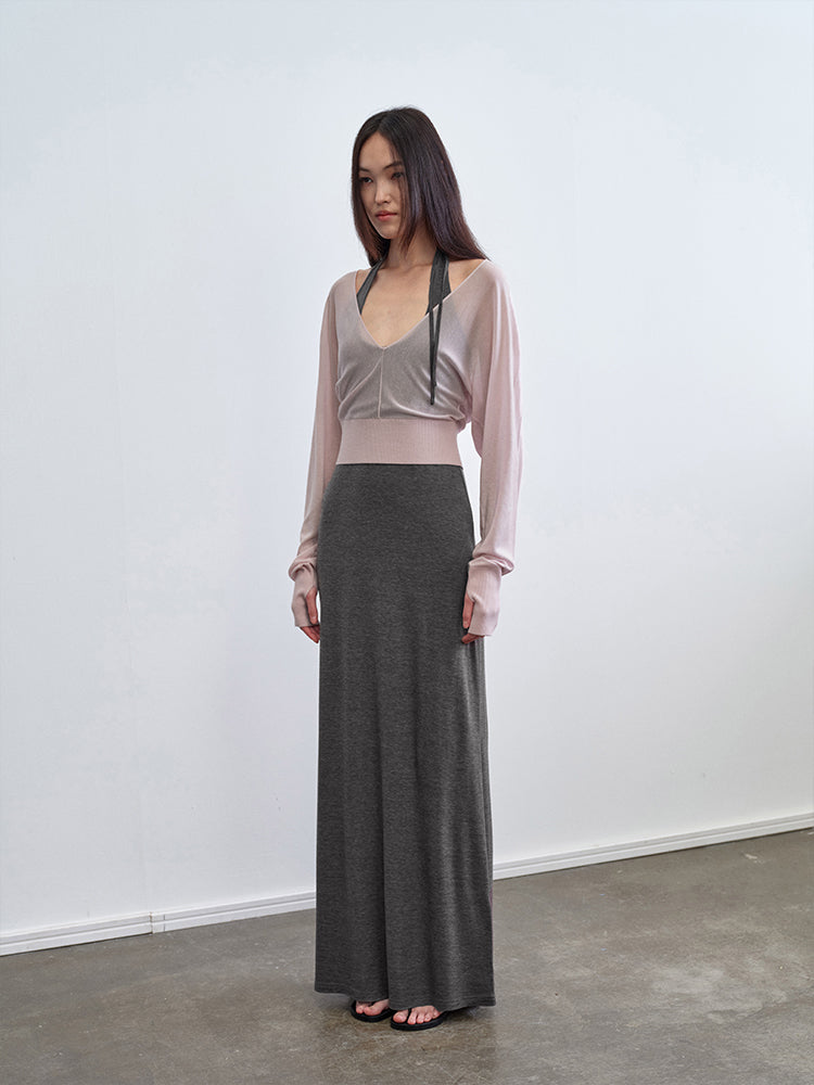 V-neck Open Back Batwing Knit Cardigan
