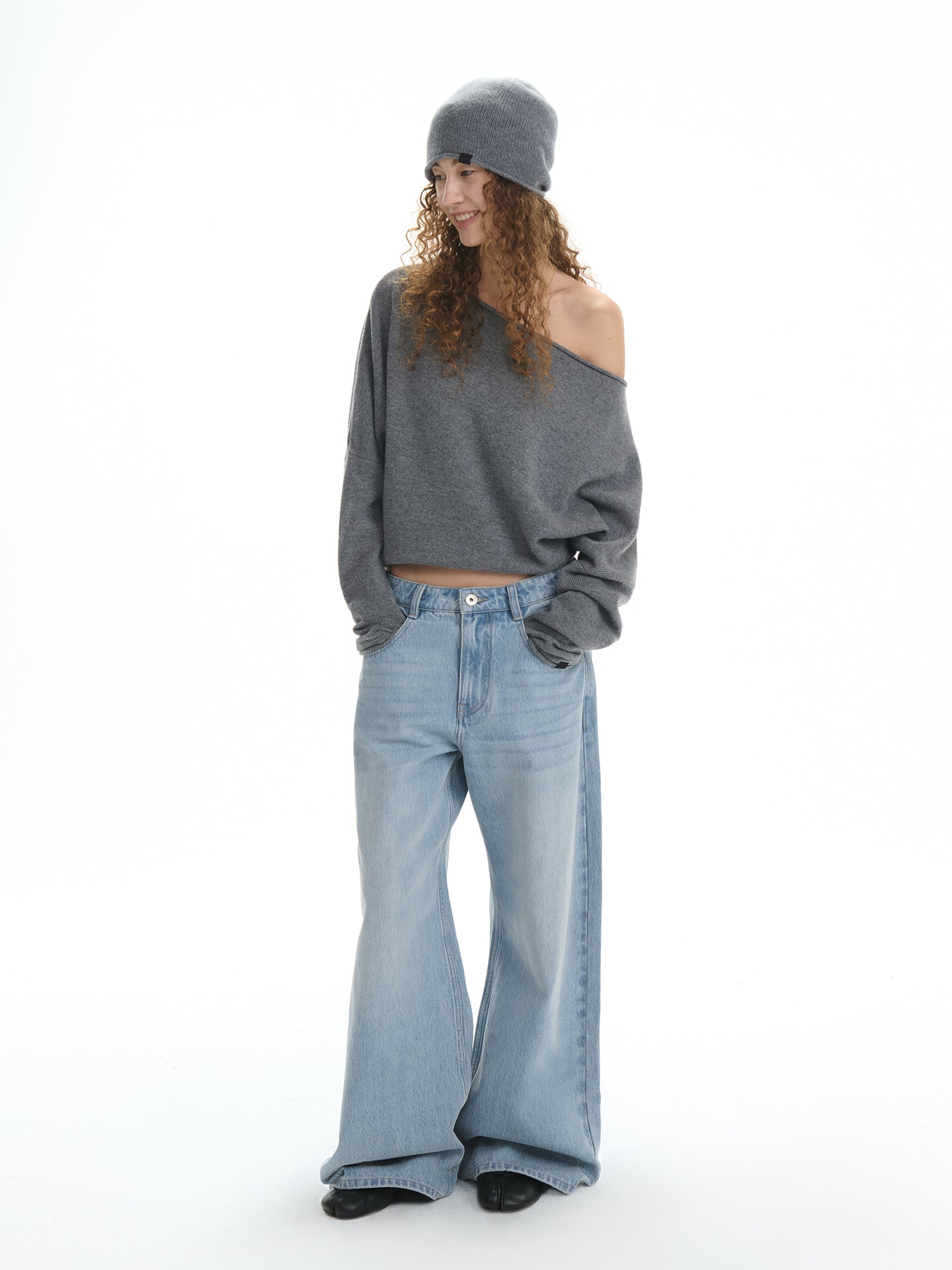 Relaxed Asymmetric Wool Knit Top
