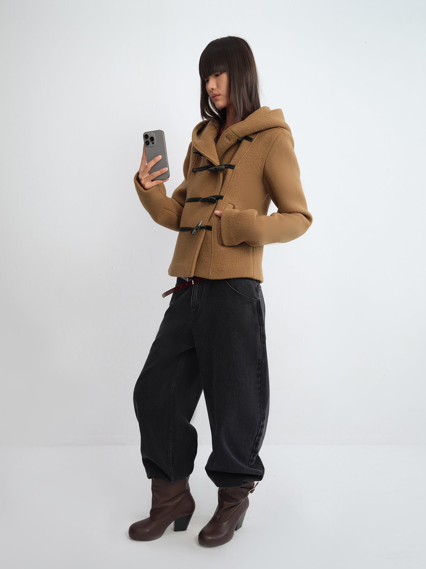 Cropped Duffle Hooded Coat