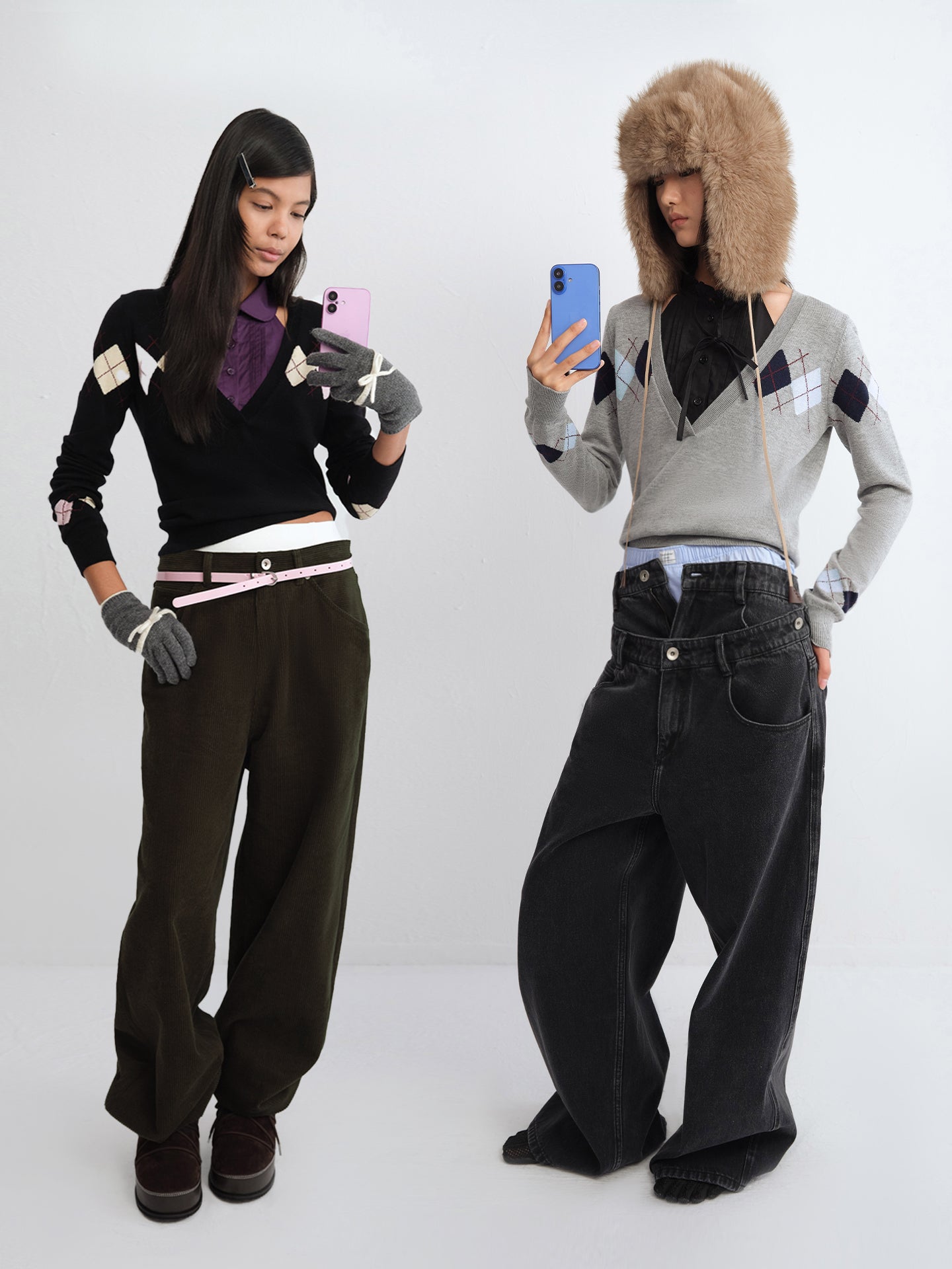 V-Neck Argyle Jumper