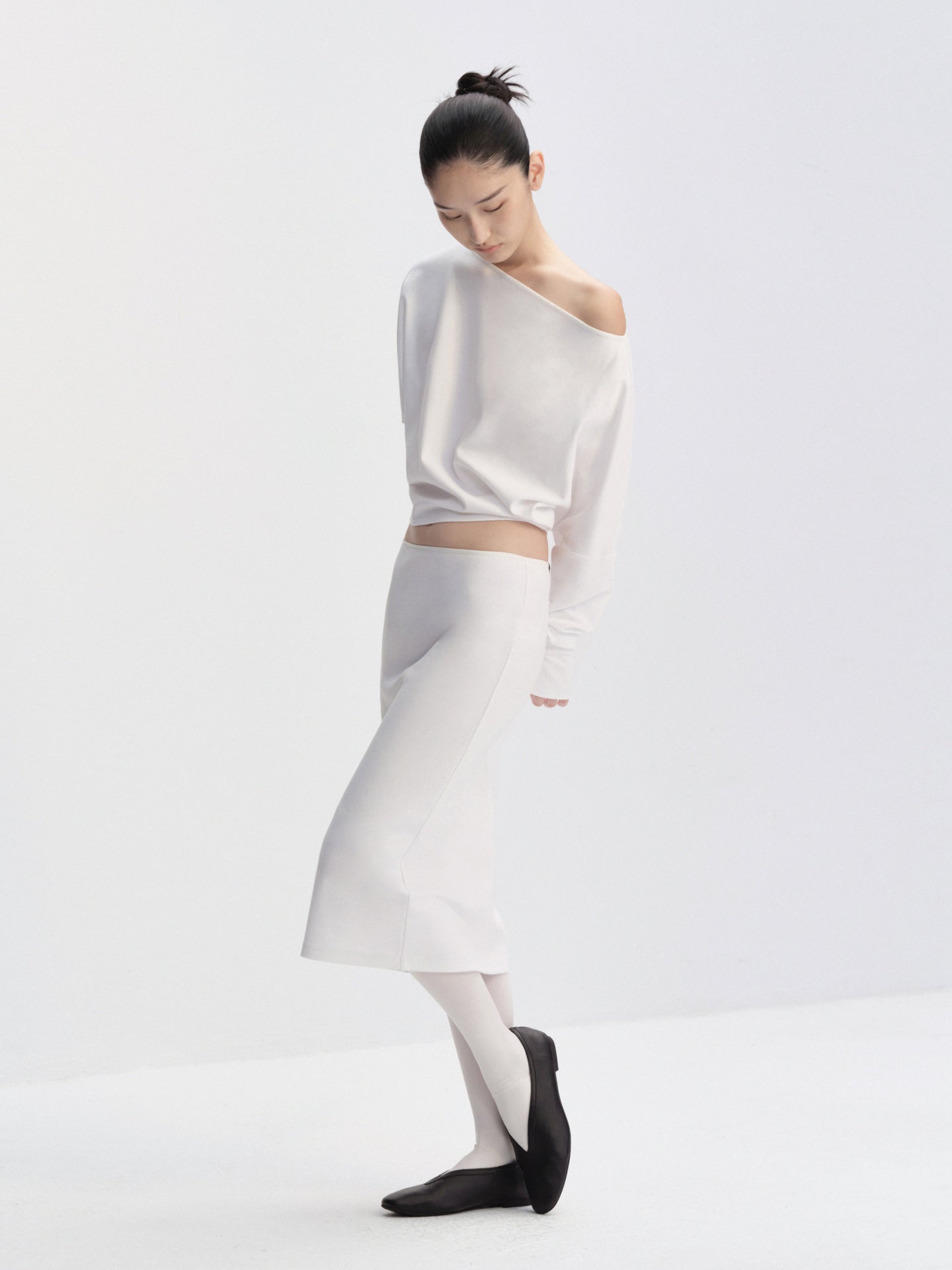 One-Shoulder Dolman-Sleeve T-Shirt