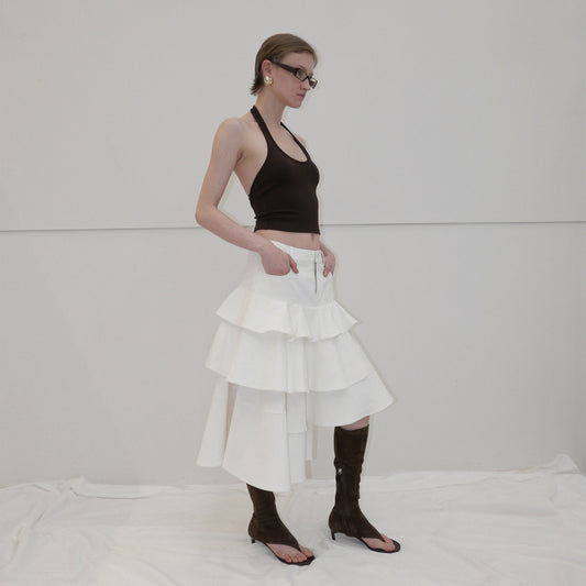 The Asymmetrical Layered Denim Skirt