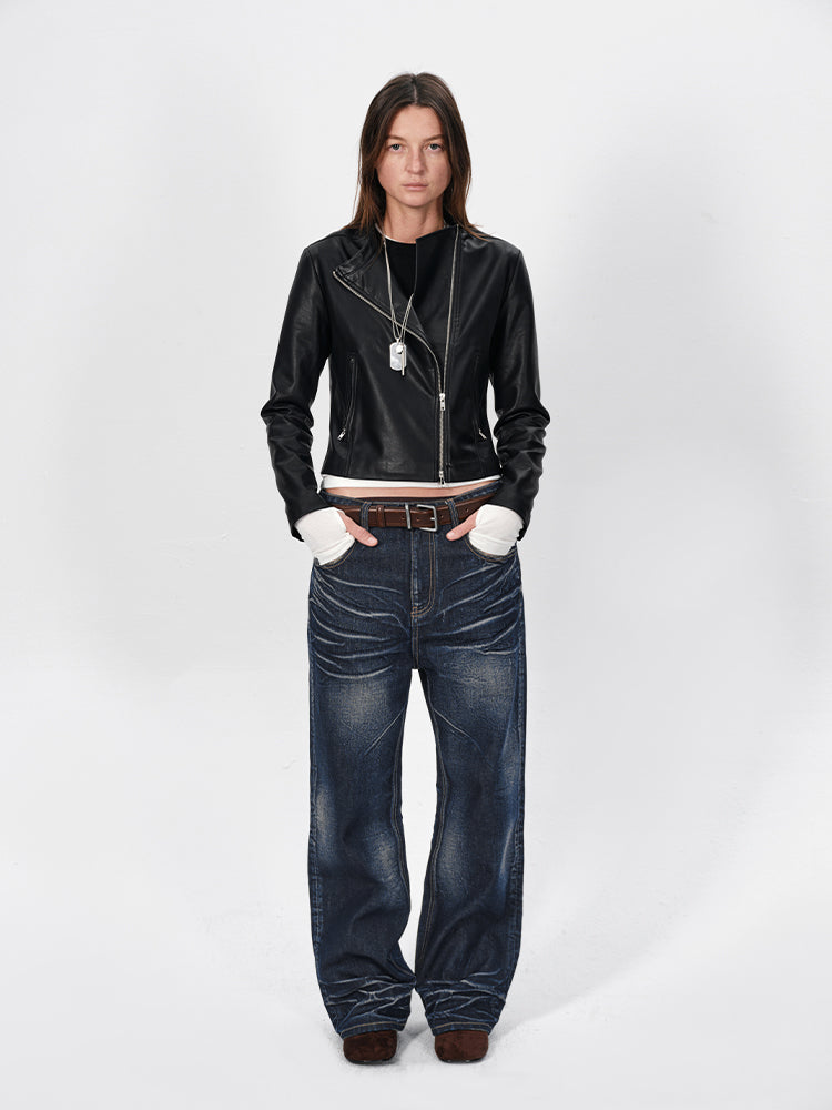 The Asymmetrical Zipped Leather Jacket