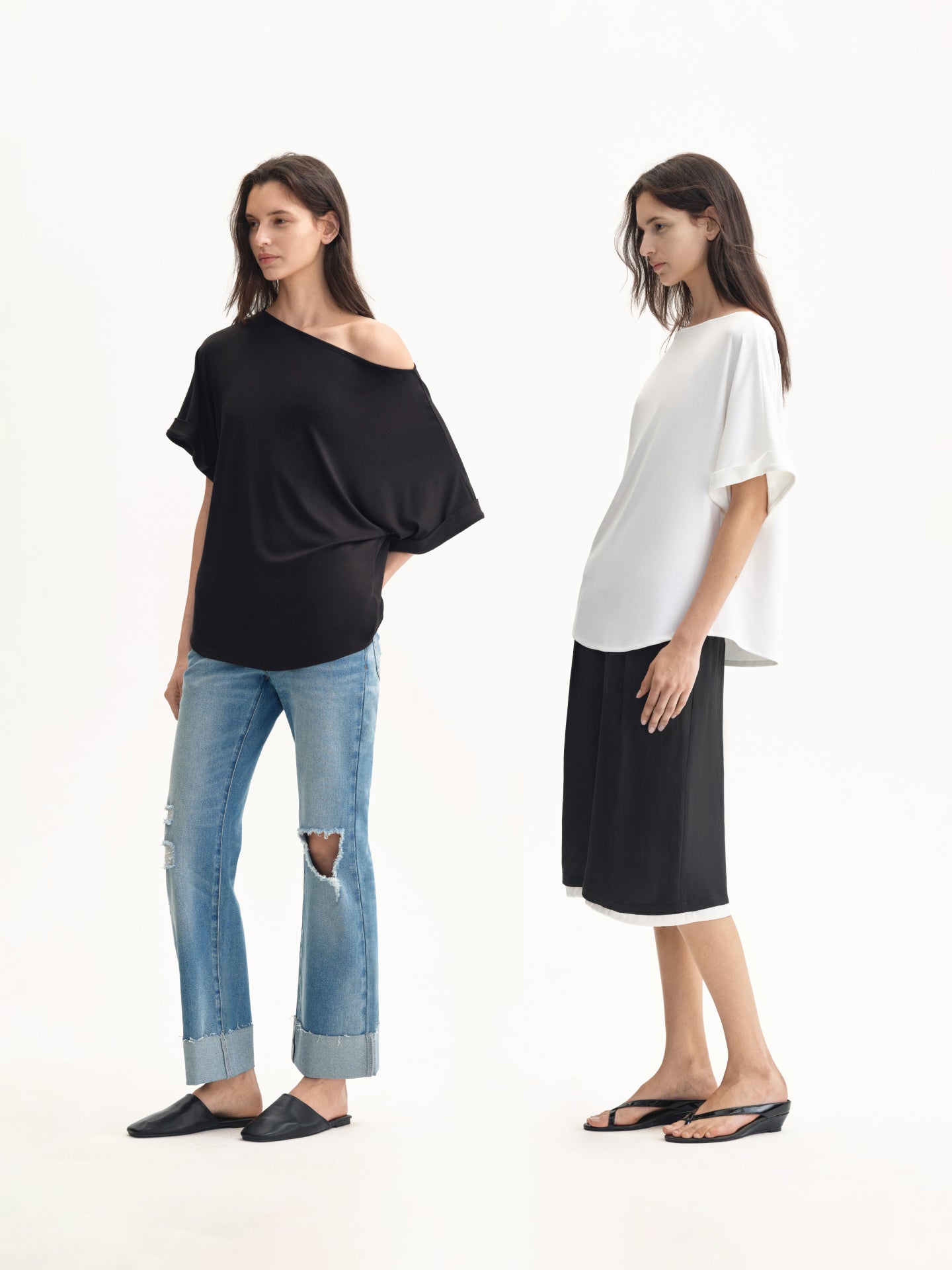 Modal Relaxed Off-shoulder Boat-neck Top