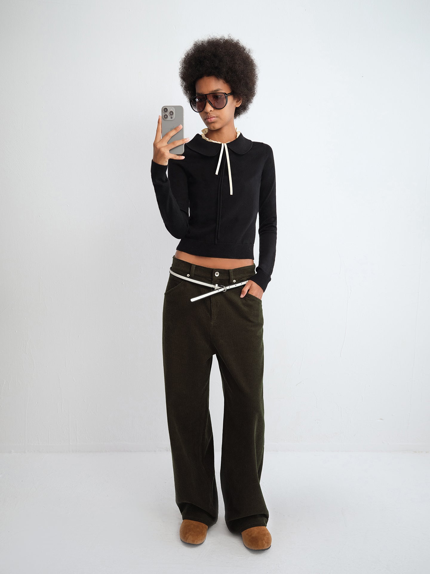 Corduroy Straight-Leg Pants