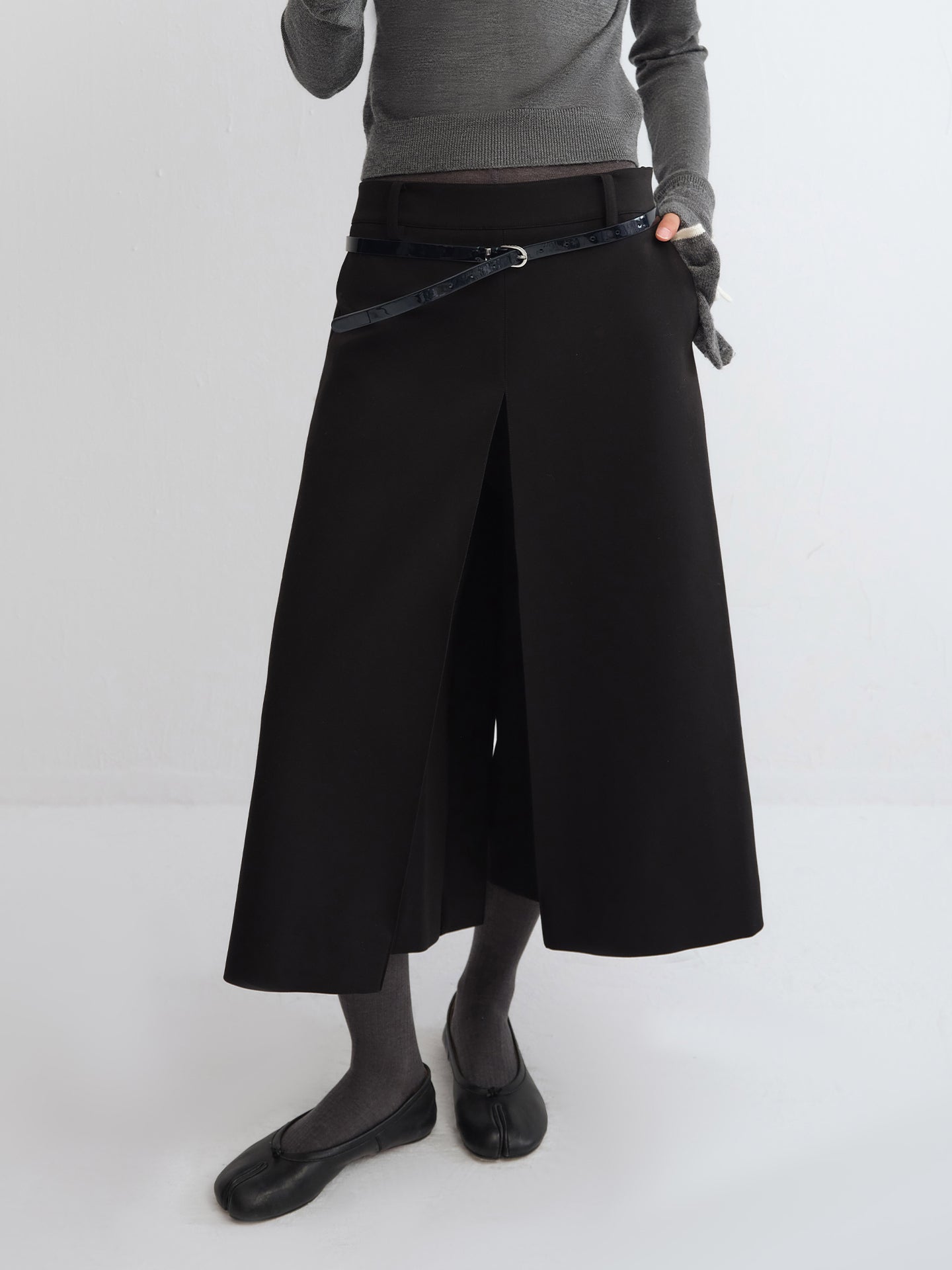 A-Line Wide-Leg Cropped Original Denim Pants