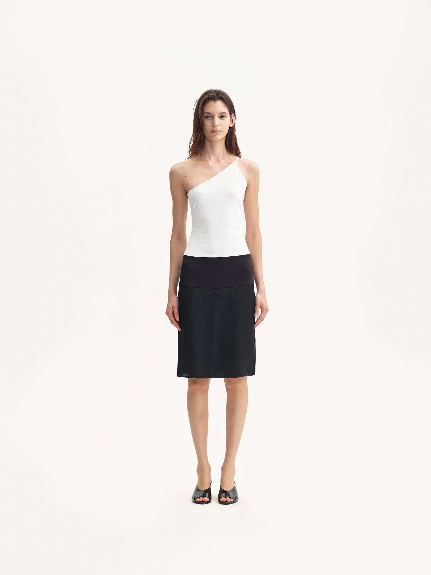 “Contour” Paneled Waist Midi Skirt