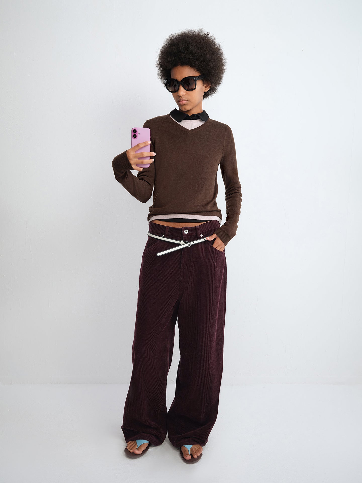 Colorblock Layered V-Neck Knit Top