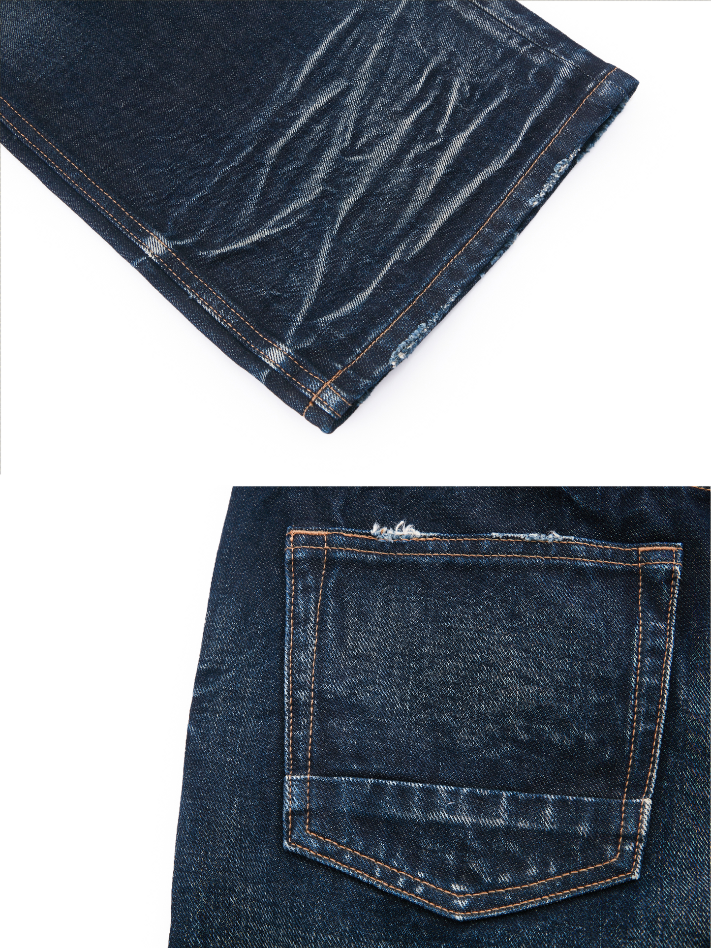 TREE07 Dark Blue Low-Waist Straight-Leg Jeans