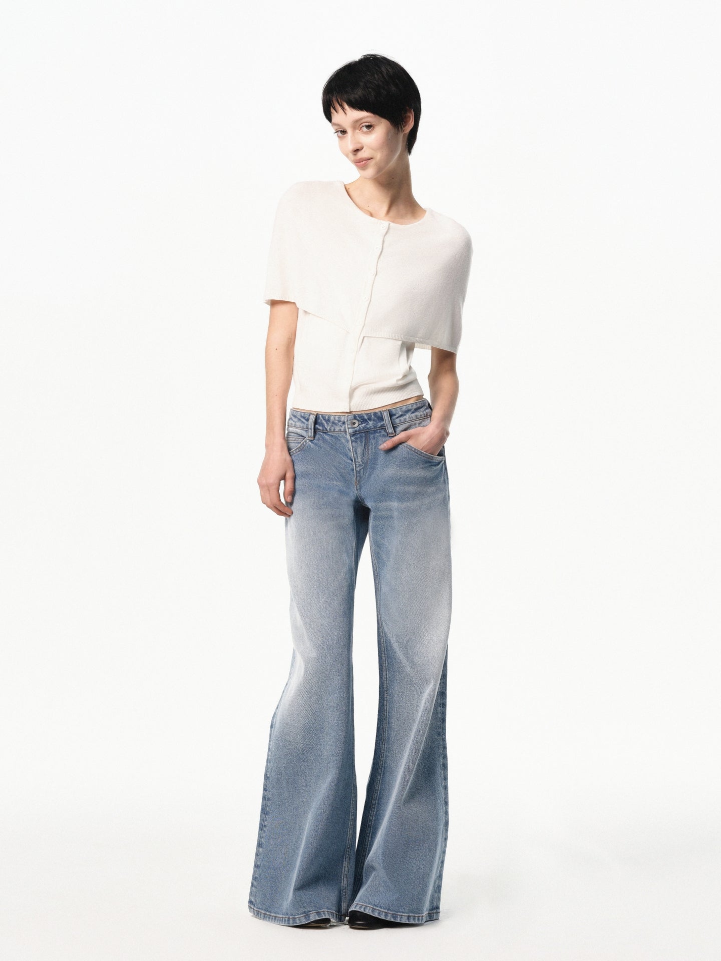 “Poise” Layered-form Knit Cardigan