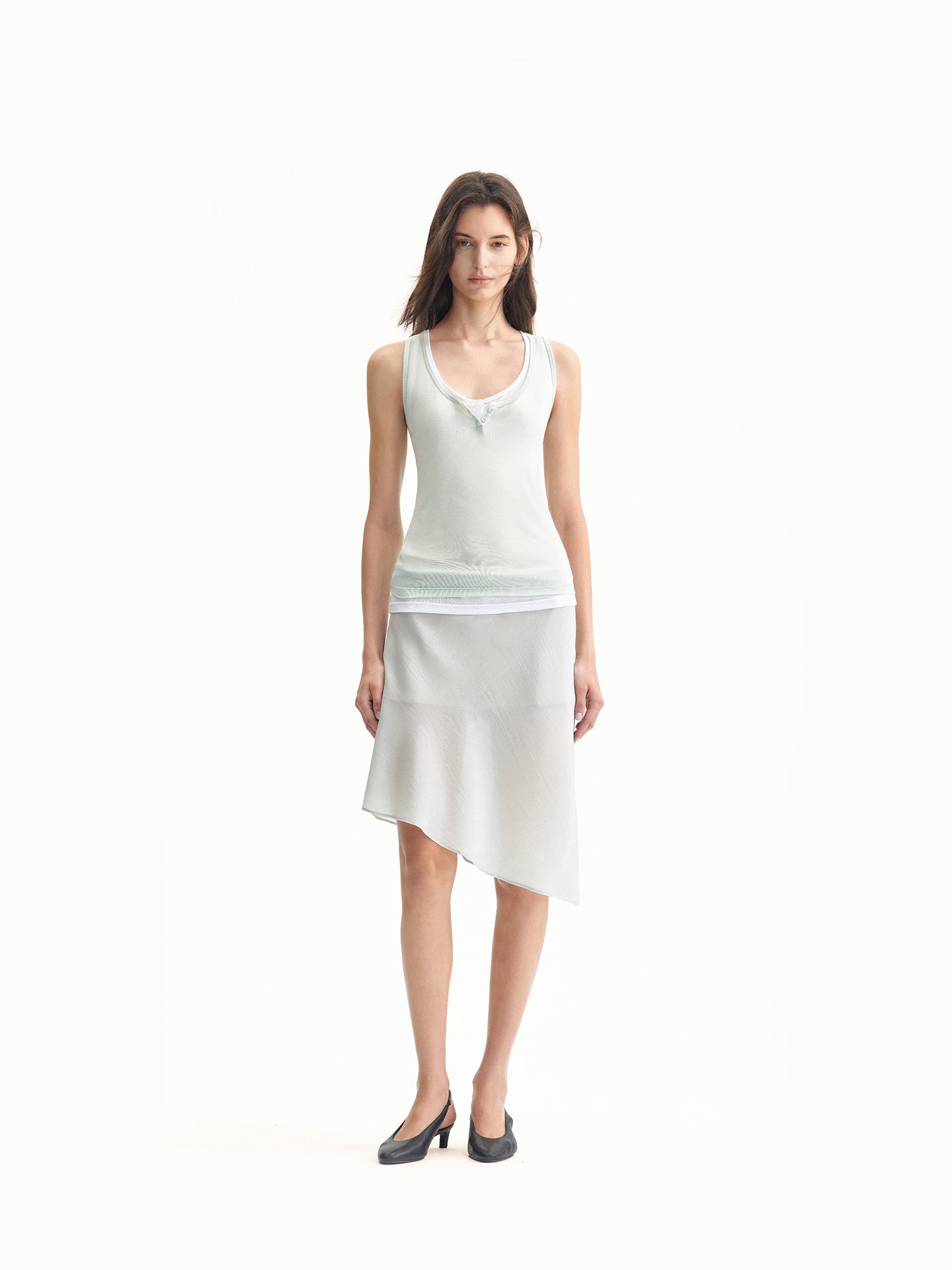 “Frame” U-neck Layered Tank Top