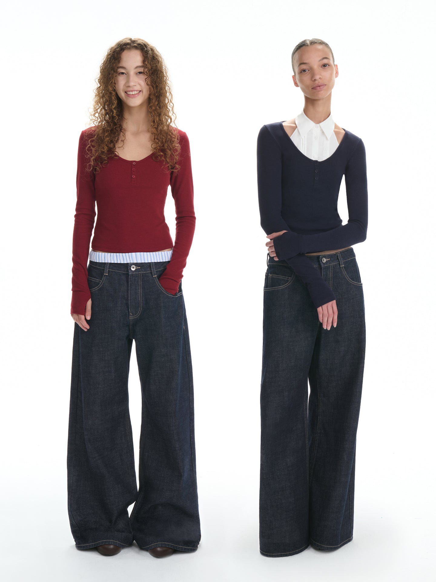 U-Neck Henley Hourglass Top