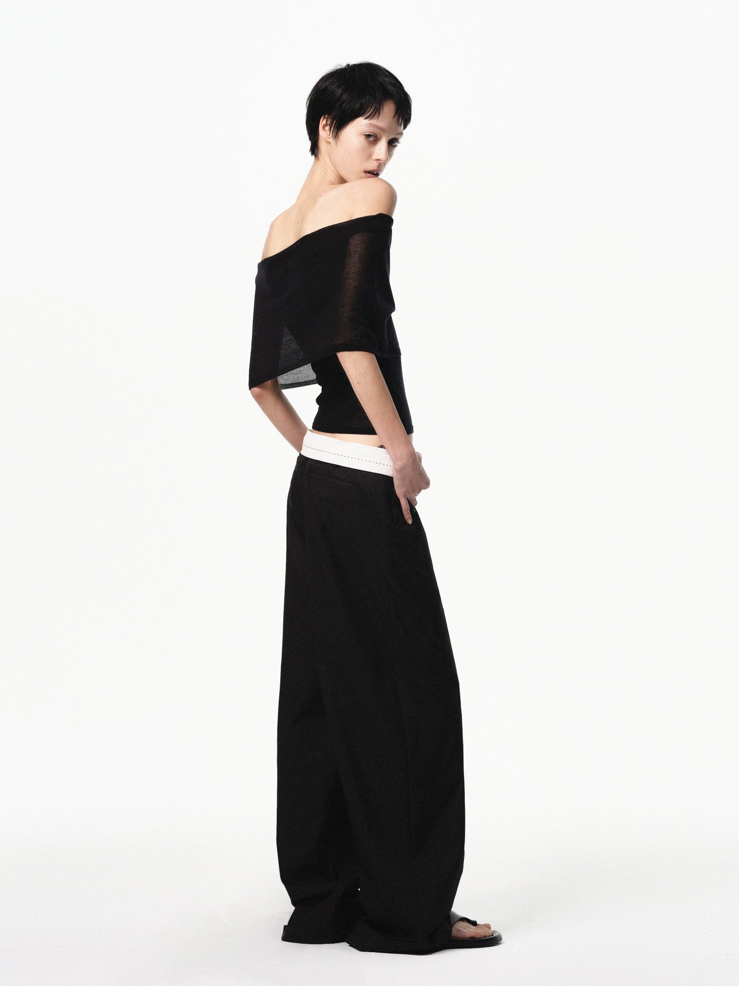 “Poise” Sheer Off-shoulder Fitted Top