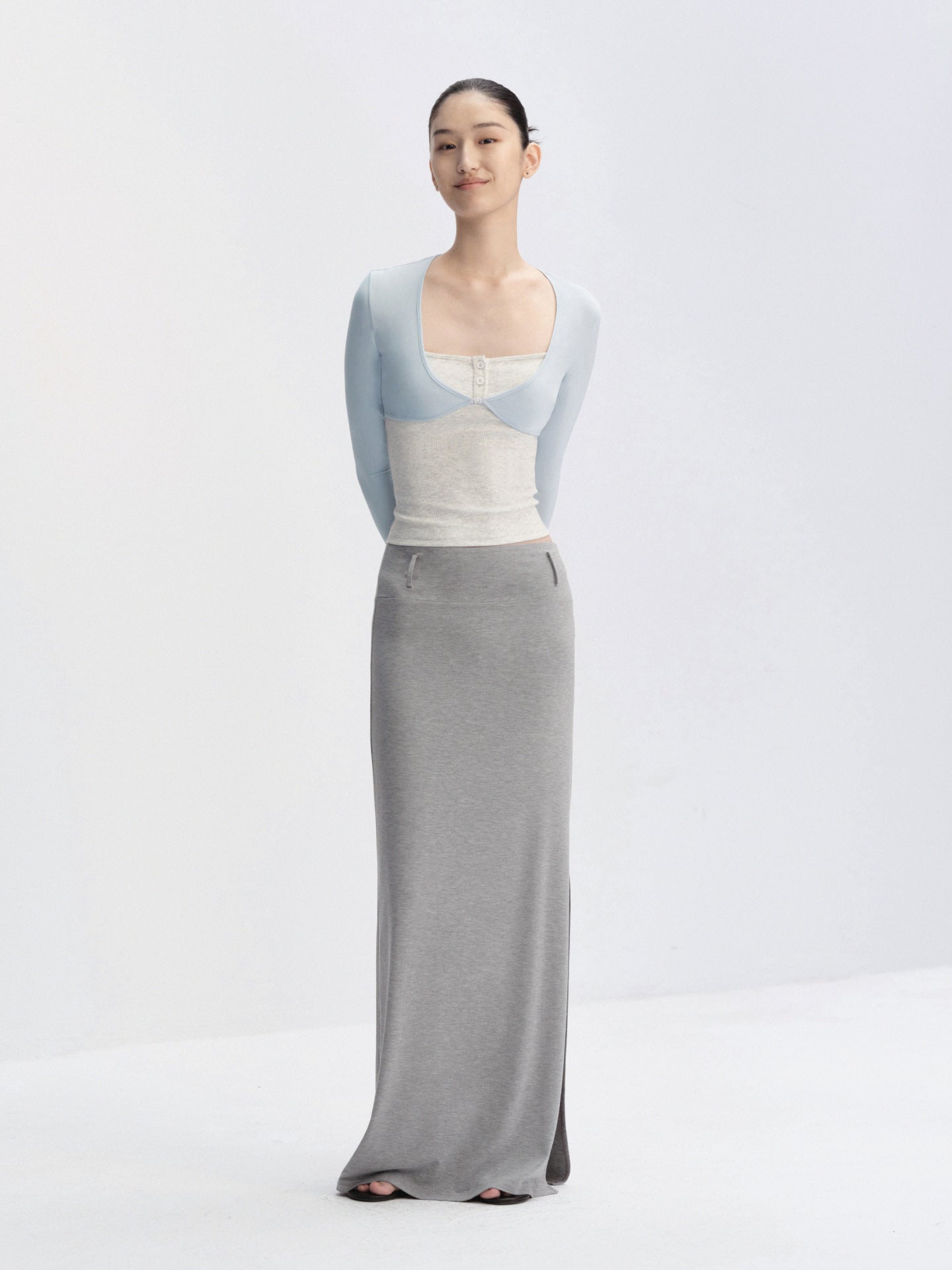 Pull-On Side Slit Column Skirt