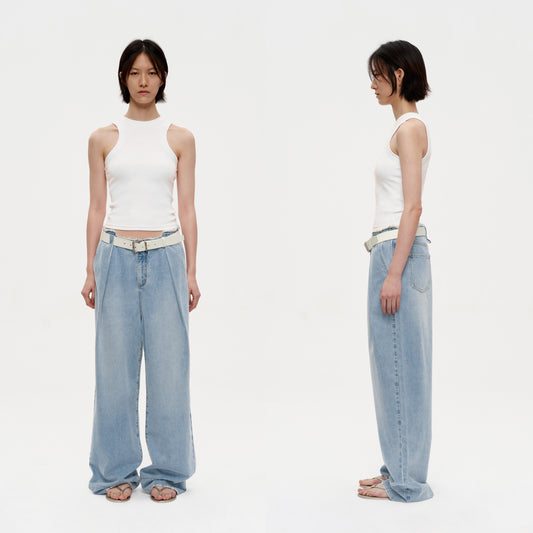 The Folded Waist Straight-leg Jeans