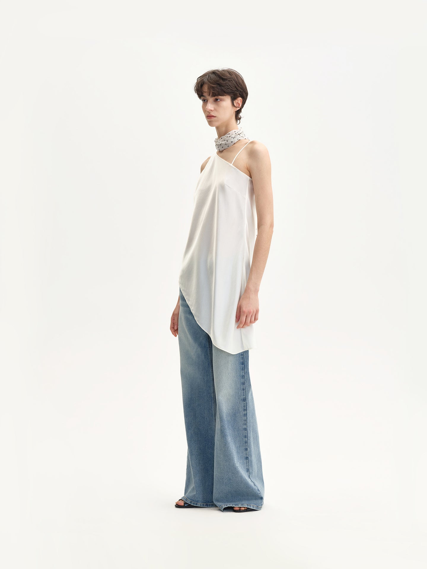 “Slip On” Asymmetric Satin Top