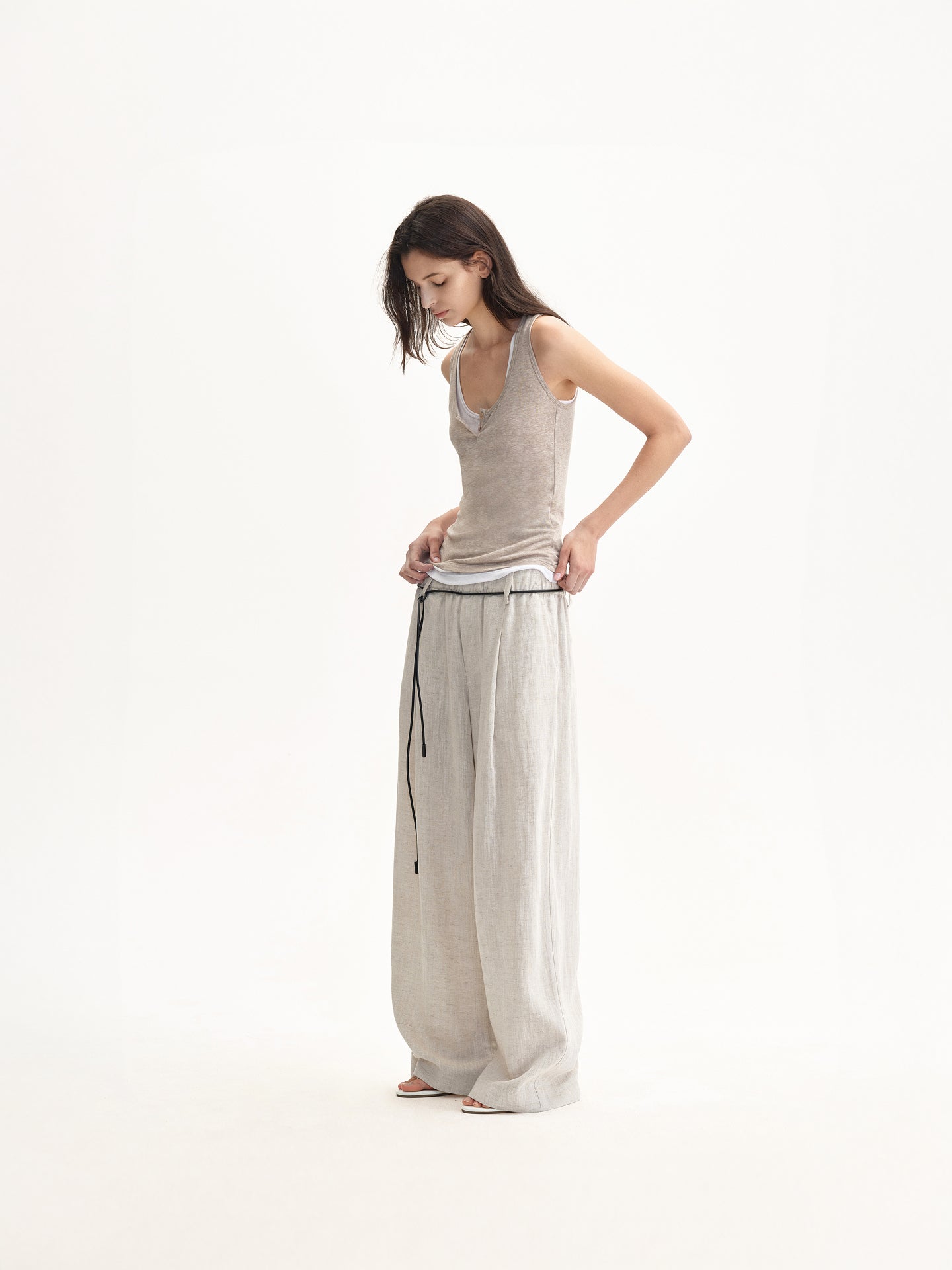 “Shore Breeze” Linen Wide-leg Trousers