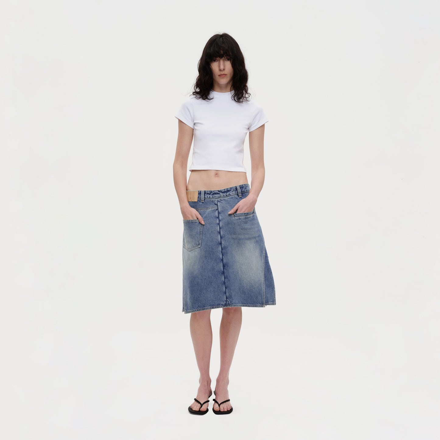 The Two Way A-line Denim Midi Skirt