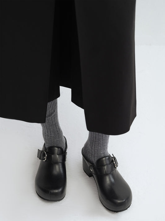 IZZY Leather Buckle Platform Clogs