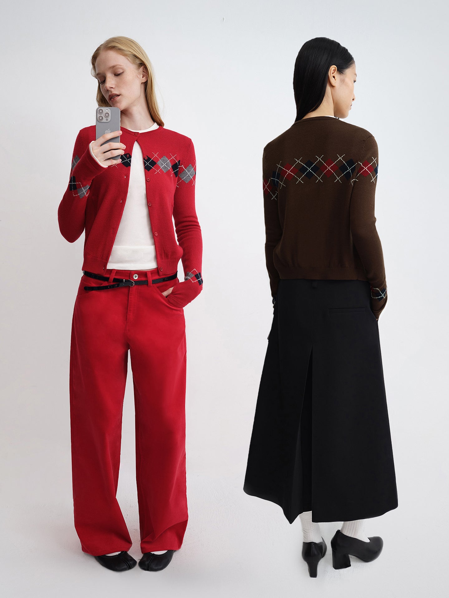 Diamond Wool Blend Knit Cardigan