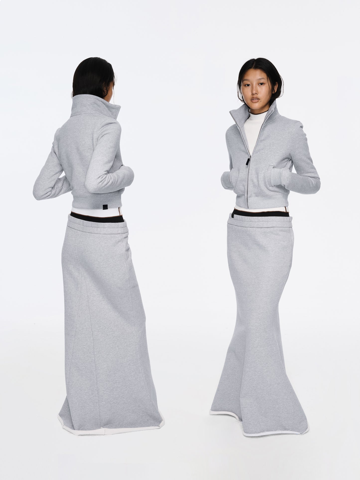 The Double-waist Fleece Fishtail Midi Skirt