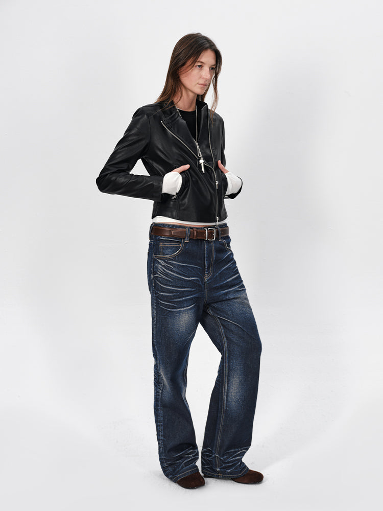 The Asymmetrical Zipped Leather Jacket