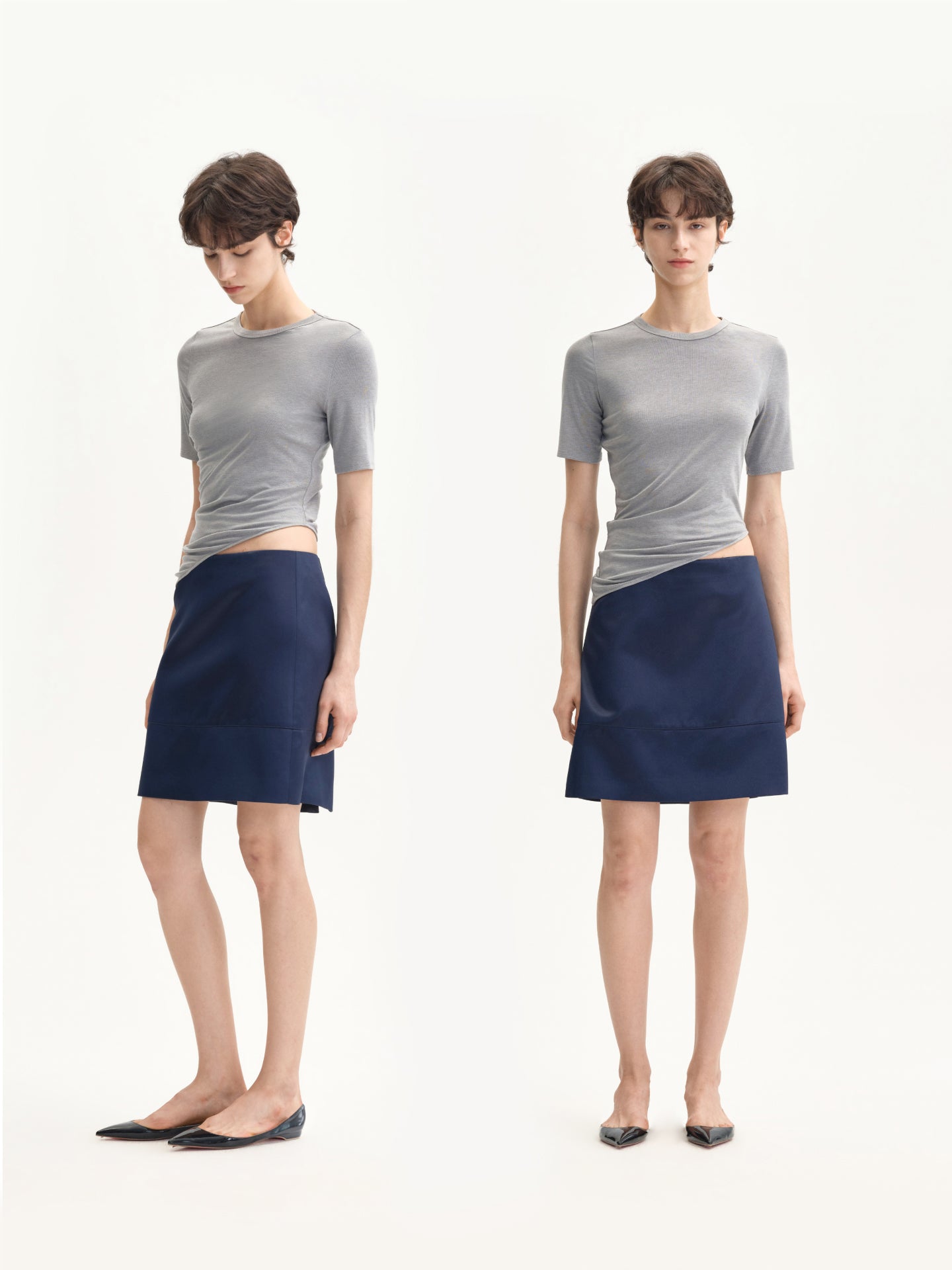 Bias-cut Slim T-shirt