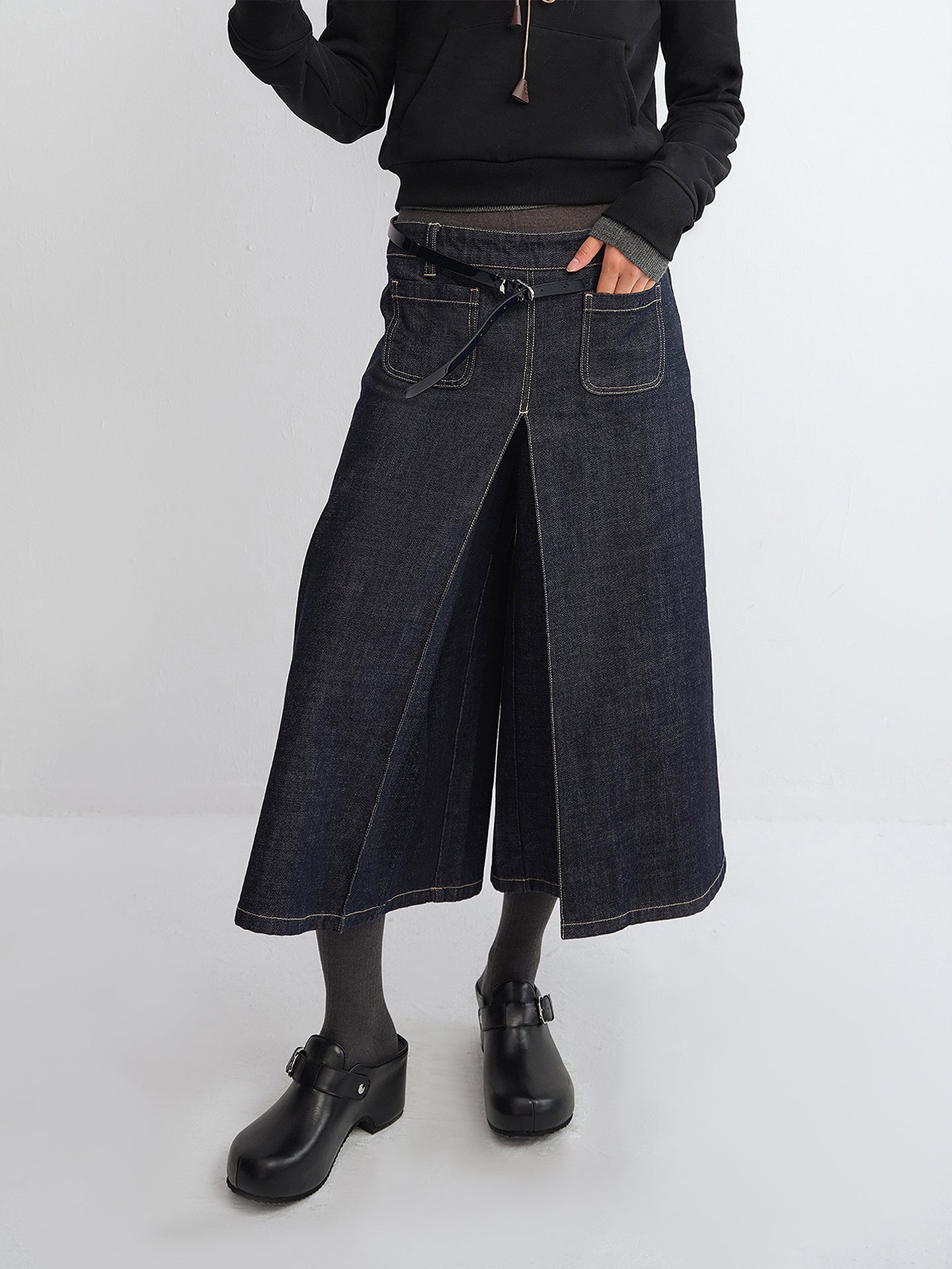 A-Line Wide-Leg Cropped Original Denim Pants