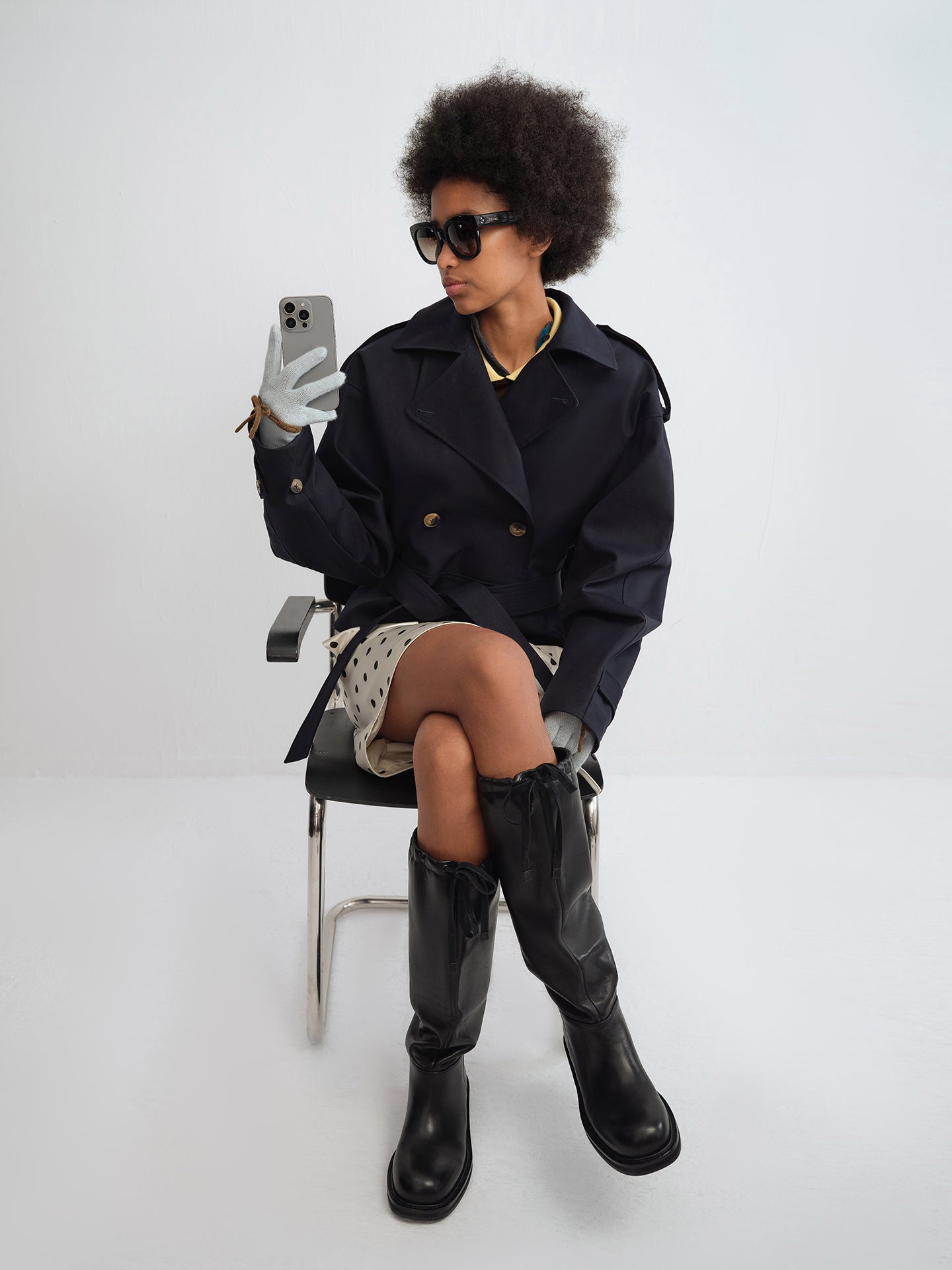 Double-Breasted Cropped Trench Coat