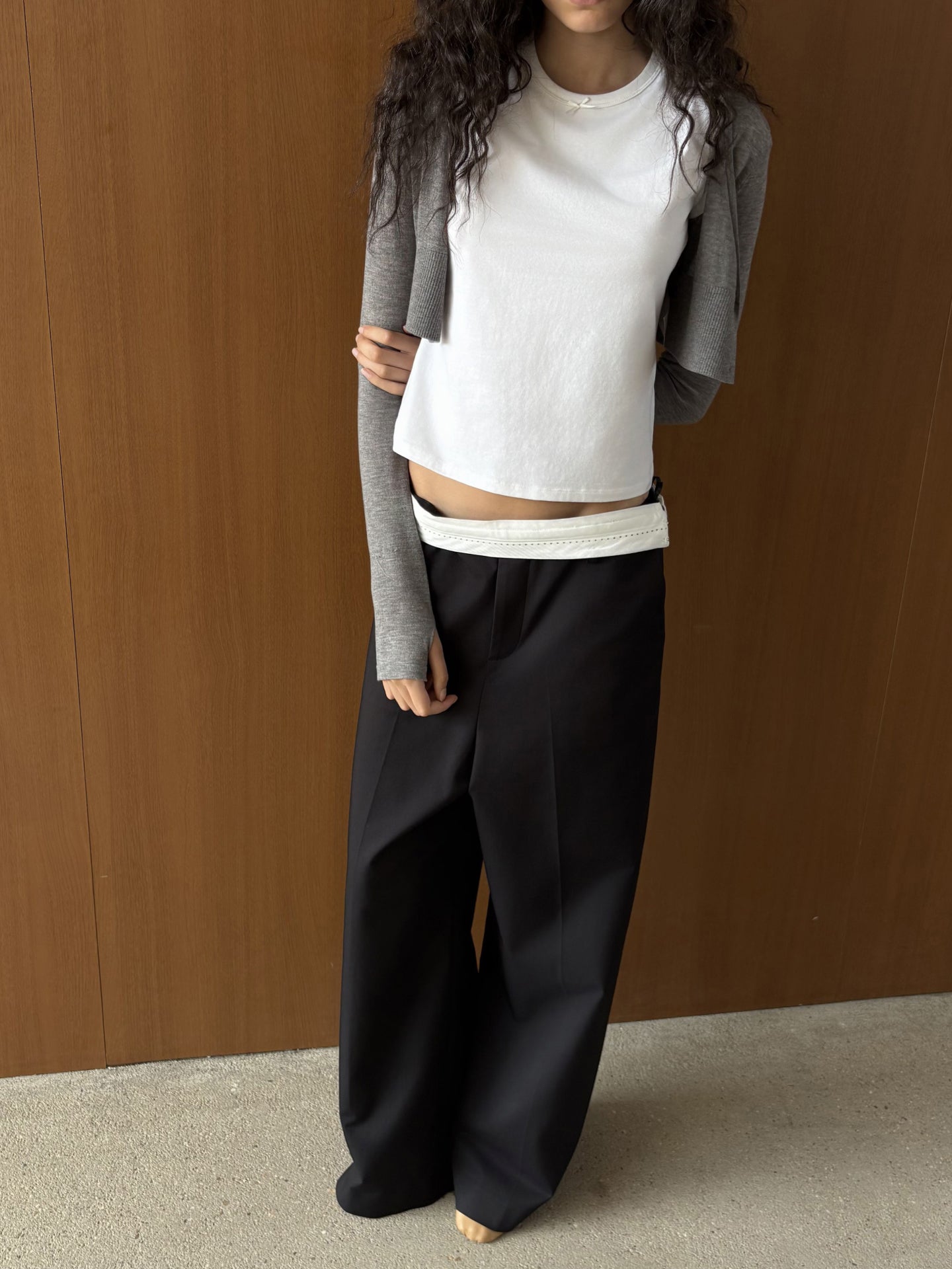 “Dandy” Fold-over Waist Wide-leg Pants