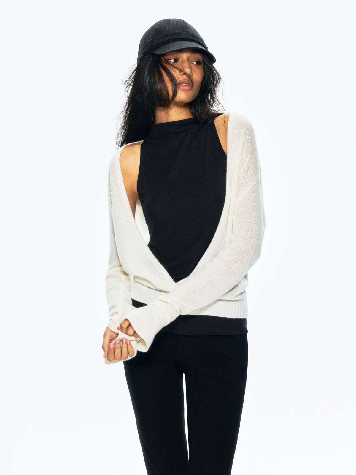 “90s CLUB” Australian Wool Cowl Neck Cardigan