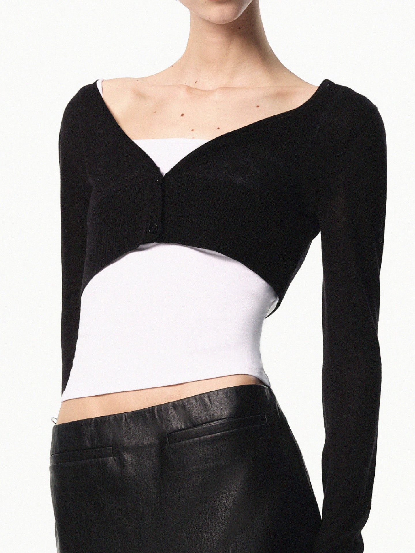 “Contour” Cropped Knit Cardigan